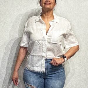 Gold Hawk Dove Linen Short Sleeve Shirt Sz S NWT